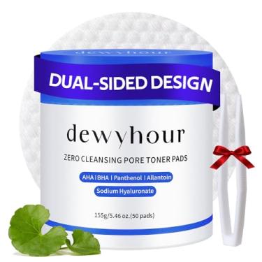 Imagem de dewyhour Almofadas de limpeza facial, tonalizantes de esfoliação suave para rosto com AHA e BHA – almofada texturizada dupla face coreana para cuidados com a pele sensível