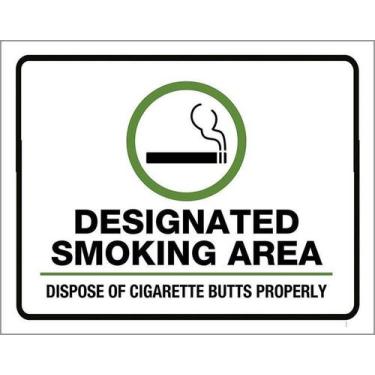 Imagem de Kit 5 Placa Acm De Designated Smoking Area 18X23 - Sinalizo