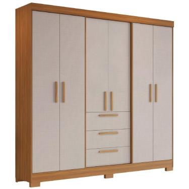 Imagem de Guarda Roupas Casal 6 Portas 3 Gavetas Croácia Madeirado / Off White Notável Madeir/Off