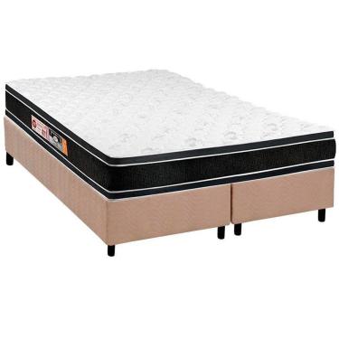 Imagem de Cama Box King: Colchão Espuma D33 Castor Black E White + Base Crc Suede Clean(193X203)