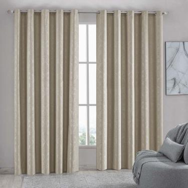 Imagem de Cortina Imperial Em Jacquard Para Varão Simples 2,00m X 1,60m 100% Poliéster - Bege