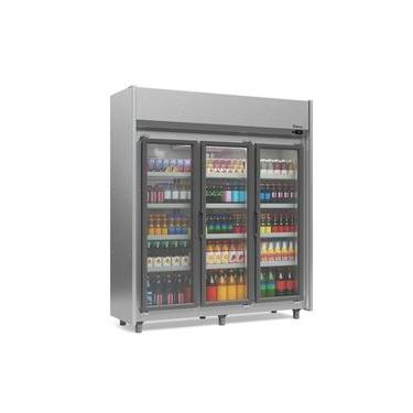 Imagem de Expositor 3 Portas Tipo Inox GEAS3P 4 Prateleiras 220v Gelopar