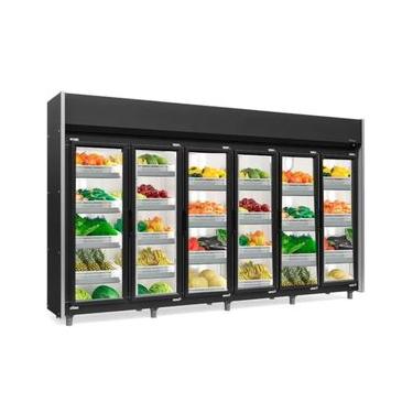 Imagem de Refrigerador Vertical Auto Serviço Hortifruti 6 Portas GEAS6P Preto Gelopar 220V