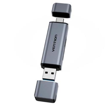 Imagem de Adaptador Leitor Cartão 2x1 Celular Computador SD TF Vention - Bbacome