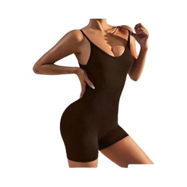 Imagem de Macacão De Yoga Feminino Em Cor Sólida Com Costas Cruzadas, Roupas De 