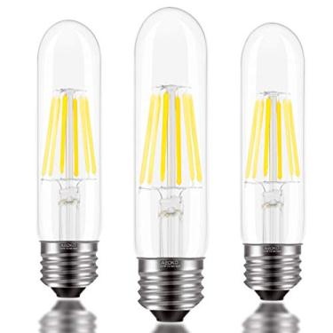 Imagem de ASOKO Lâmpadas E26 T10 luz do dia branca 6W, lâmpada Edison T10 regulável 60 watts 4000K, lâmpadas tubulares de LED com base E26, lâmpada LED Edison vintage para lâmpada de mesa, luzes pendentes, casa (pacote com 3)