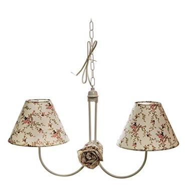 Imagem de Potinho de Mel Lustre com 2 Lâmpadas Simples com 2 Flores de Tecido, Quarto Bebê Infantil Menina