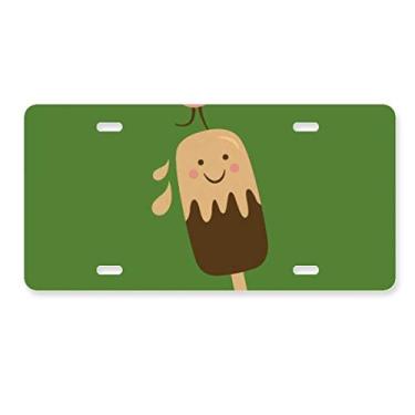 Imagem de DIYthinker Etiqueta de aço inoxidável para decoração de placa de licença de sorvete de chocolate com rosto de sorvete de pássaro