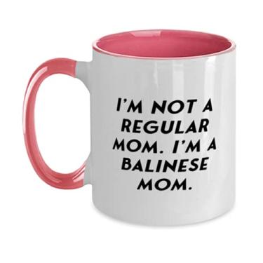Imagem de Caneca inspiradora de gato balinês, I'm Not a Regular Mom I'm a Balinese Mom, Birthday Two Tone 325 ml para gato balinês