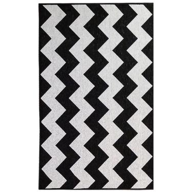 Imagem de Tapete Sala Decorativo 50X100 Cm Geometrico Zigzag Preto