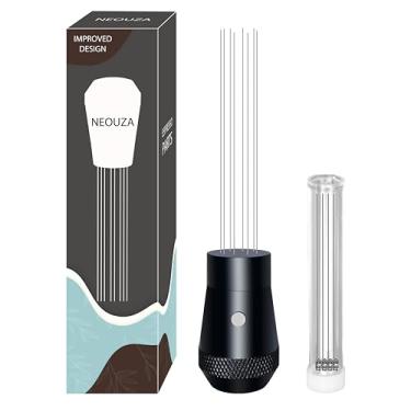 Imagem de NEOUZA Acessórios para ferramentas de distribuição Coffee WDT, alça de alumínio, design magnético embutido, 0,4 mm, 8 agulhas inoxidáveis, agitador de pó expresso (preto)