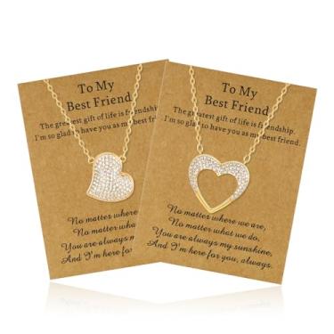 Imagem de Esbbela Colar de irmã para melhores amigas, presente para mãe e filha, pingente de amizade, sol, lua, coração, círculo, banhado a ouro amarelo 14K, joias para casais, presente, Banhado a ouro amarelo