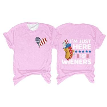 Imagem de Camisetas femininas 4th of July Stars Stripes USA Shirts Western Graphic Tees for Women Independence Day Shirts, rosa, G