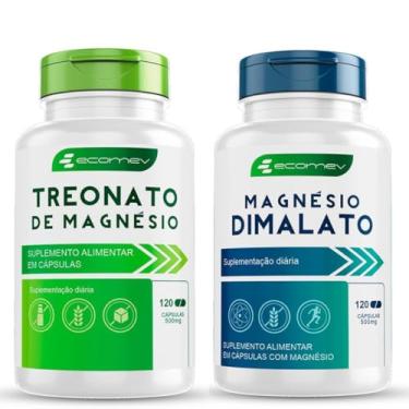 Imagem de Kit Magnesio Treonato + Dimalato 500Mg Formula Pura Concentrada 240 Cápsulas Ecomev