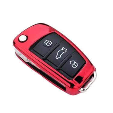 Imagem de CSHU TPU Car Key Case Cover Keychain Ring Key Bag, apto para Audi A3 8p 8v A4 B7 B8 B5 B9 A1 A5 Q7 Q7 Q5 A6 4f C6 C5 C7 C4 Tt Q3 S3 A7 A8 C4 TT 8N, vermelho