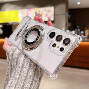 Imagem de Capa de suporte magnético para Samsung Galaxy S24 S23 S22 Ultra Plus S20 FE Capa de suporte para Samsung A32 A13 A14 A15 A33 A34 A53 A54 A55, transparente, para Samsung S22FE