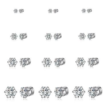 Imagem de Spiritlele 12 pares de brincos magnéticos coloridos de brincos falsos com clipe não piercing conjunto de brincos, Aço inoxidável, Cristal