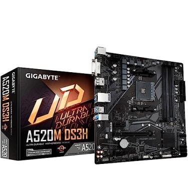 Imagem de Gigabyte A520M DS3H (AMD Ryzen AM4/MicroATX/5+3 fases Digital PWM/Gaming GbE LAN/NVMe PCIe 3.0 x4 M.2/3 interfaces de exibição Q-Flash Plus/RGB Fusion 2.0/placa-mãe)