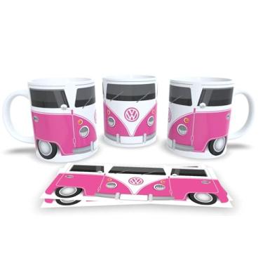 Imagem de Canecas de Porcelana Branca Personalizadas Coleção kombi (pink)