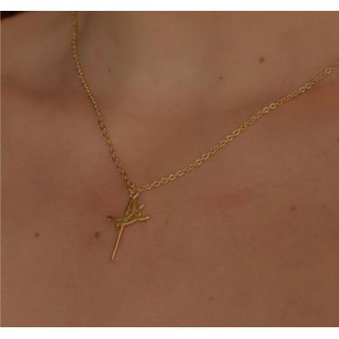 Imagem de Colares Colar Gargantilha Feminino/ Masculino Pingente Cruz Fé Vida Pé
