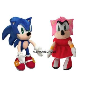 Imagem de Kit Sonic E Amy De Pelúcia Macia 50cm Exclusivo! - R.B VARIEDADES