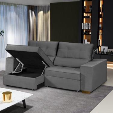 Imagem de Sofá Baú Retrátil e Reclinável 4 Lugares 220cm Veludo La Plata Yescasa