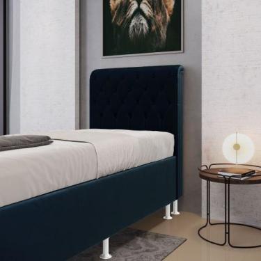 Imagem de Cabeceira Bellatrix 90 Modulada Estofada N-025 Veludo Azul Marinho Ara