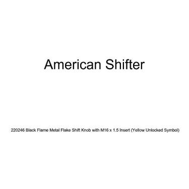 Imagem de American Shifter 220246 Botão de mudança de floco de metal preto chama com inserção M16 x 1,5 (símbolo amarelo desbloqueado)