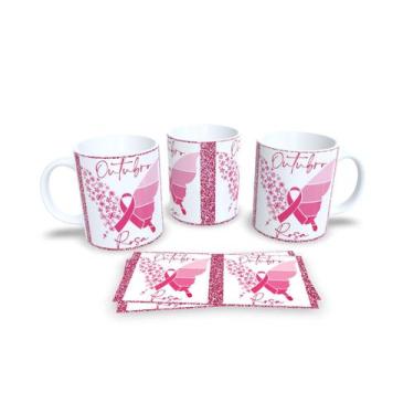 Imagem de Canecas Branca de Porcelana Personalizadas Outubro Rosa - Estampa Subl
