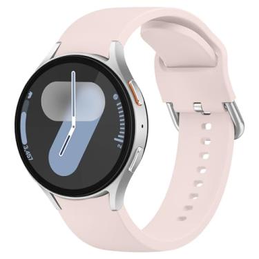 Imagem de Tobfit Pulseira feminina de silicone macio esportiva sem lacunas para Galaxy Watch 7 6 5 4 FE de 40 mm e 44 mm, sem lacunas, para Galaxy Watch 7/FE/6 Classic/5 Pro/4 Classic, areia rosa