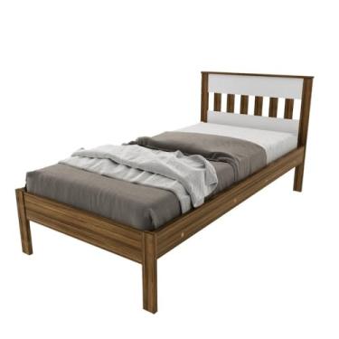 Imagem de Cama de Solteiro para Colchão 88 x 188 cm Multimóveis Cr35010 Nogal/branca