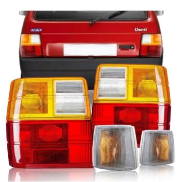 Imagem de Par de Lentes da Lanterna Traseira Uno Tricolor/Âmbar + Piscas Cristal, 1991 à 1996