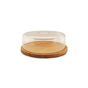 Imagem de Porta-bolo com tampa em acrilico e bandeja em bambu mimo - Mimo Style