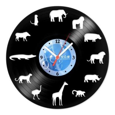 Imagem de Relógio De Parede Disco Vinil Animais - Animais da Selva - VAN-031 - M