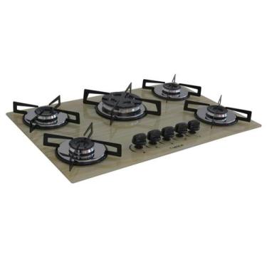 Imagem de  Fogão Cooktop Premium 5 Bocas Tripla Chama Amadeirado Claro - Chamala