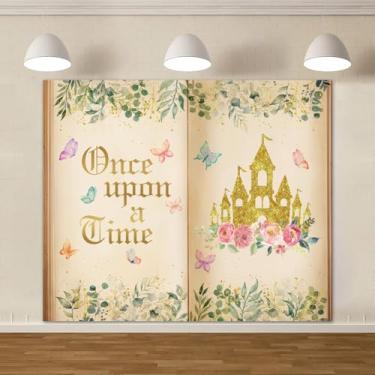 Imagem de ChloropLastid Pano de fundo de livros de contos de fadas Once Upon a Time Castelo Antigo Rosa Floral Borboleta Disney Contos de Fadas Chá de Bebê Meninas Festa de Aniversário Decoração de Mesa