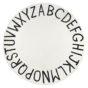 Imagem de Topotdor Tapete redondo para crianças, alfabeto, berçário, tapete extra grande, macio, para quarto de crianças pequenas (119 cm, branco)
