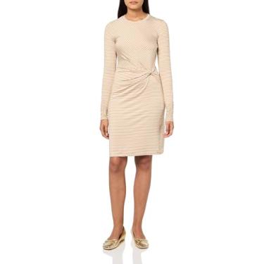 Imagem de Tommy Hilfiger Vestido feminino com gola redonda e listras listradas, Areia/marfim, 46