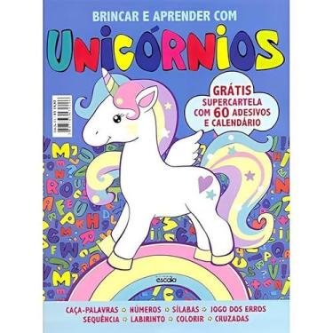 Imagem de Livro Infantil Brincar e Aprender com Unicórnios + Adesivos e Calendár