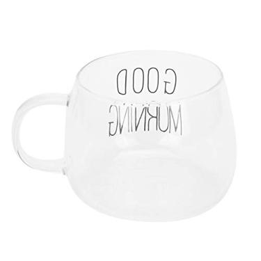 Imagem de Xícara de café de Vidro Com Alça Grande Akozon Good Morning - Letras Pretas e Brancas, chá Com Leite, Caneca de café, Copo de Coquetel, Copos Cristalinos - para
