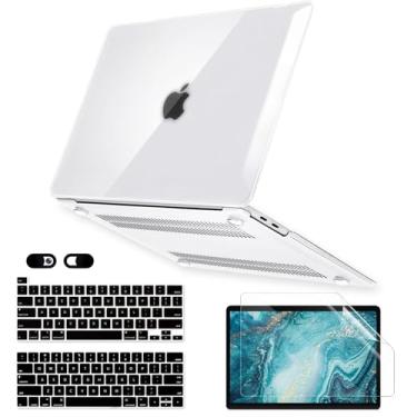 Imagem de Capa transparente para MacBook Pro de 13 polegadas, M2, M1, A2338, A2289, A2251, A2159, A1989, A1706, versão 2023-2016, com Touch ID, capa rígida de plástico 6 em 1, capa para teclado, protetor de