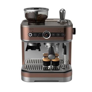 Imagem de PHILIPS Barista Brew Máquina de café expresso, guia intuitivo. Tamping calibrado. Design elegante. Recipiente de feijão duplo de 280 g. Máquina espresso semiautomática. Capuz de metal (PSA3228/41)