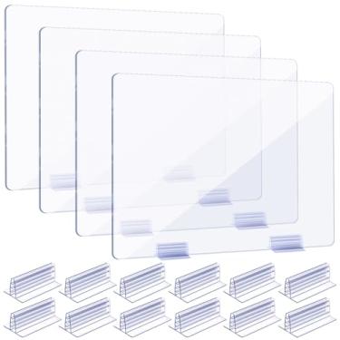 Imagem de Weysat 12 peças de suporte de painéis de acrílico para balcão e 4 peças divisórias divisórias de mesa de acrílico para negócios, escritório, escola 61 x 40 cm, prender painéis de (1/8 a 1/4) polegada