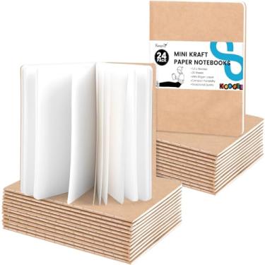 Imagem de Koogel 24 cadernos kraft, cadernos de bolso de 8,9 x 12,7 cm, cadernos de papel em branco, cadernos pequenos, cadernos para escola, escritório, casa, viagem, presentes