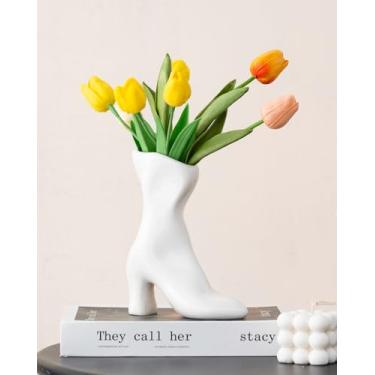 Imagem de Vaso de bota feminino, vaso de flores de cerâmica moderno nórdico para decoração de casa, centro de mesa, oliveira, casamento, sala de estar, estante, escritório, casa moderna, entrada, console