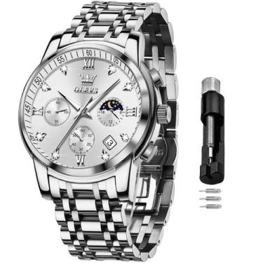 Imagem de Relógio OLEVS Masculino - Cronógrafo com Fase Lunar - Prata