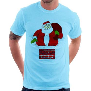 Imagem de Camiseta Papai Noel Chaminé - Foca na Moda, Azul bebê, GGG