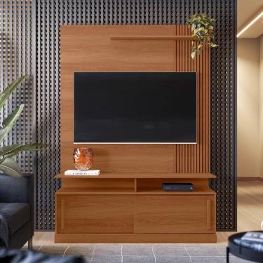 Imagem de Estante Home Chicago para TV até 60 Polegadas 2 Portas Correr Prateleira e Rodízio Jequitibá - Lukaliam