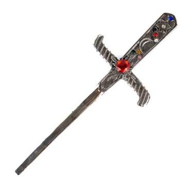Imagem de Athame Metal Prata Envelhecido 19 cm Pedras Coloridas Reforçado - Lua 