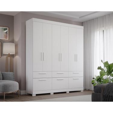 Imagem de Guarda Roupa 6 Portas 5 Gavetas 1 Basculante 100% Mdf Porto Panan Branco Branco
